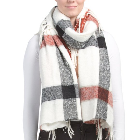 NWT Free People Valley Plaid Fringed Scarf Plaid - Picture 2 of 10